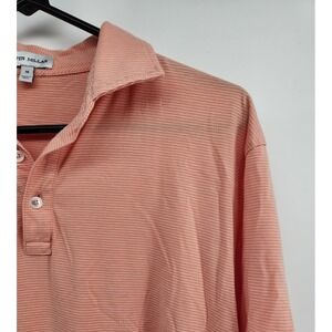 Peter Millar Summer Comfort Peach Striped Polo Shirt Men's Size M No Logos Blank